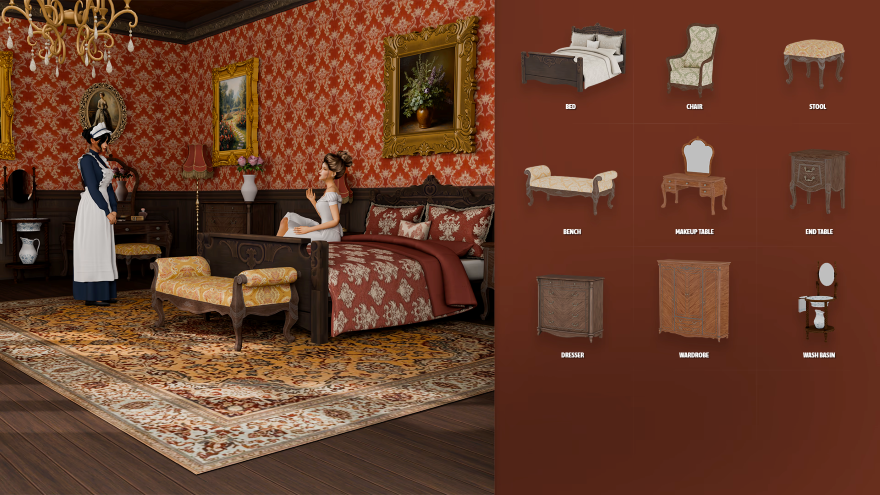 Christmas Past Victorian Bedroom для Симс 4. Скачать мод Картинка мода