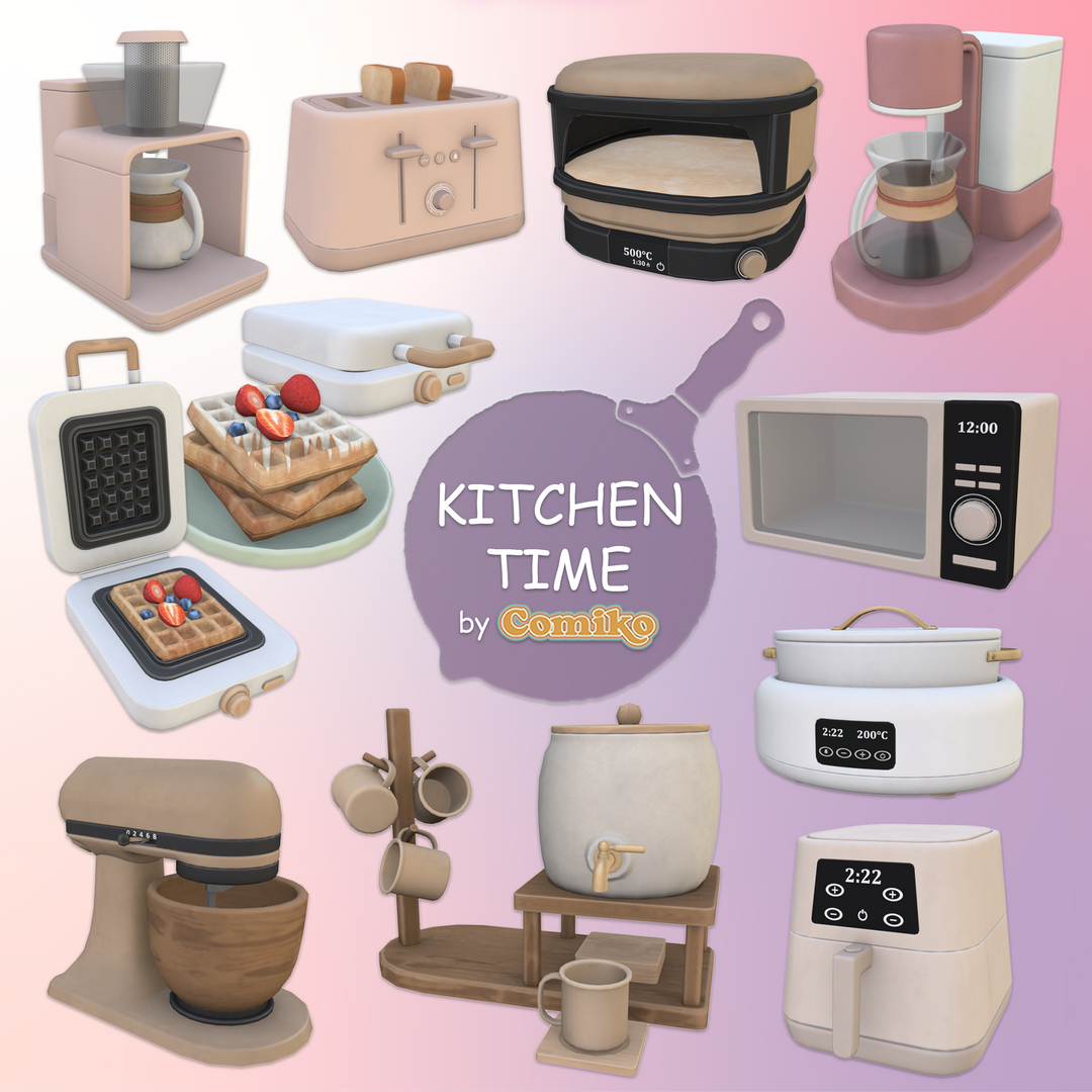 Comiko - December 2025 Set - Kitchen Time Set. для Симс 4. Скачать мод Картинка мода