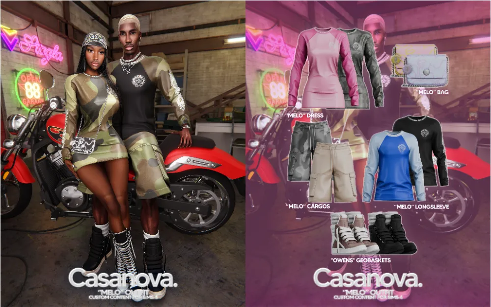 Набор мужской и женской одежды - Casanova - Melo Outfit для Симс 4. Скачать мод Картинка мода