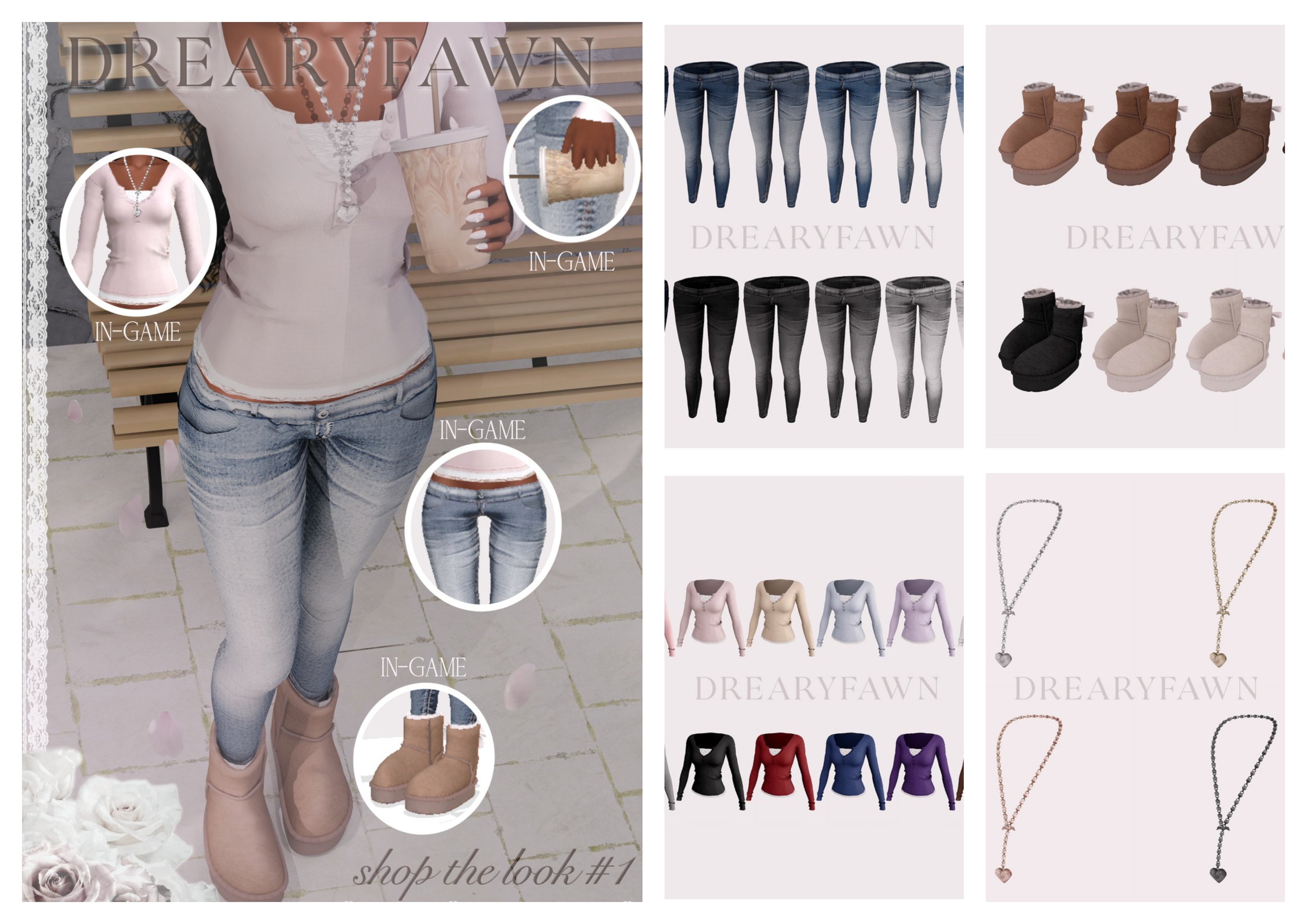 Набор женской одежды - shop the look #1 drearyfawn для Симс 4. Скачать мод Картинка мода