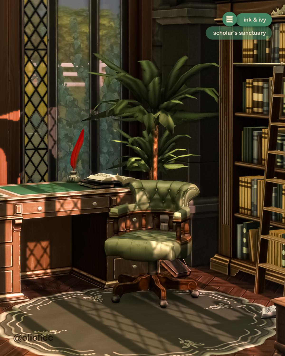 Рабочий кабинет "Ink & Ivy: Scholar's Sanctuary" для Симс 4 для Симс 4. Скачать мод Картинка мода