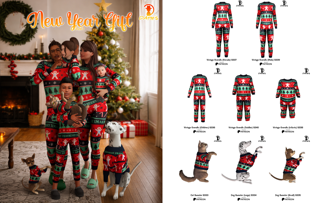  Рождественский комплект одежды - Daph's - NEW YEAR GIFT PART I для Симс 4. Скачать мод Картинка мода