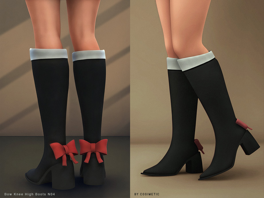 Сапоги с бантиком - cosimetic - Bow Knee High Boots N4 для Симс 4. Скачать мод Картинка мода