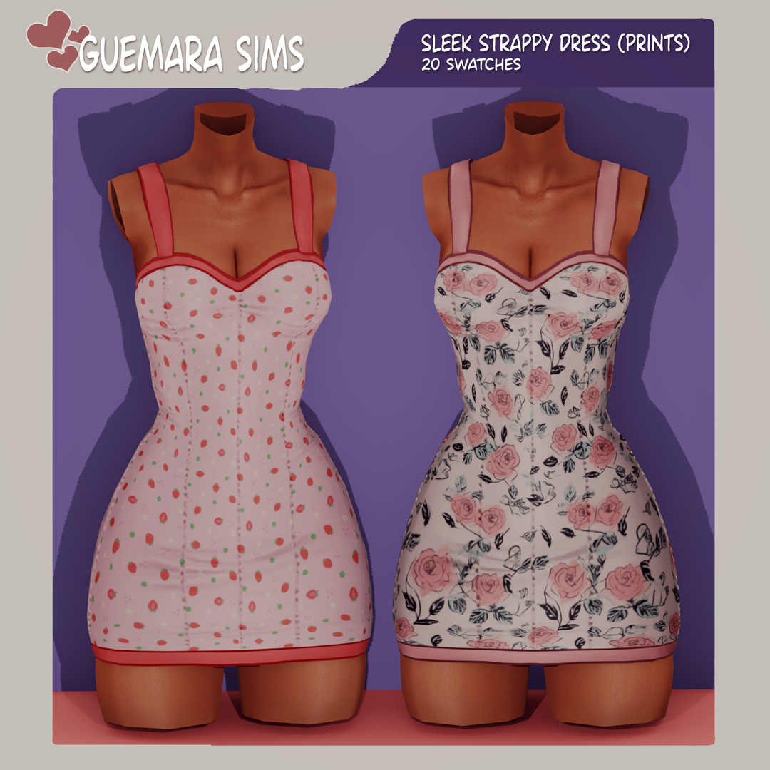Sleek Strappy Dress - Guemara для Симс 4. Скачать мод Картинка мода