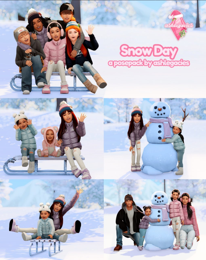 ❄️☃️Snow Day Posepack - Набор поз для снежного дня☃️❄️ для Симс 4. Скачать мод Картинка мода