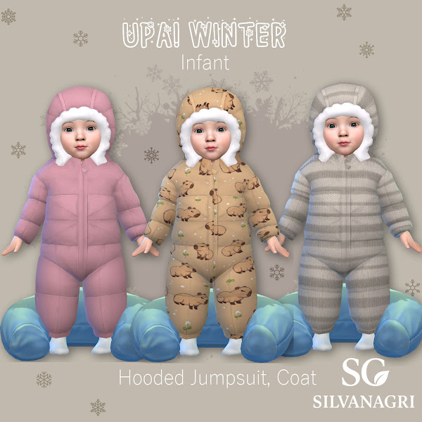❄️Зимний комбинезон - Upa! Winter Hooded Jumpsuit, Coat - SG_silvanagri❄️ для Симс 4. Скачать мод Картинка мода