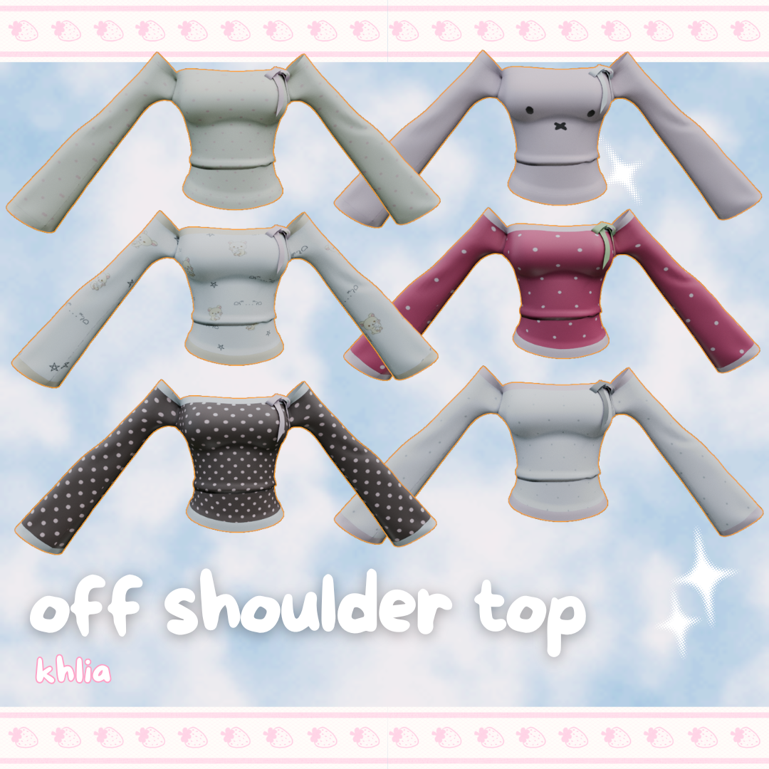 off shoulder top ⋆.˚ ᡣ୩ .楔˚khlia ٚ˙⋆.˚ ᡣ୩ для Симс 4. Скачать мод Картинка мода