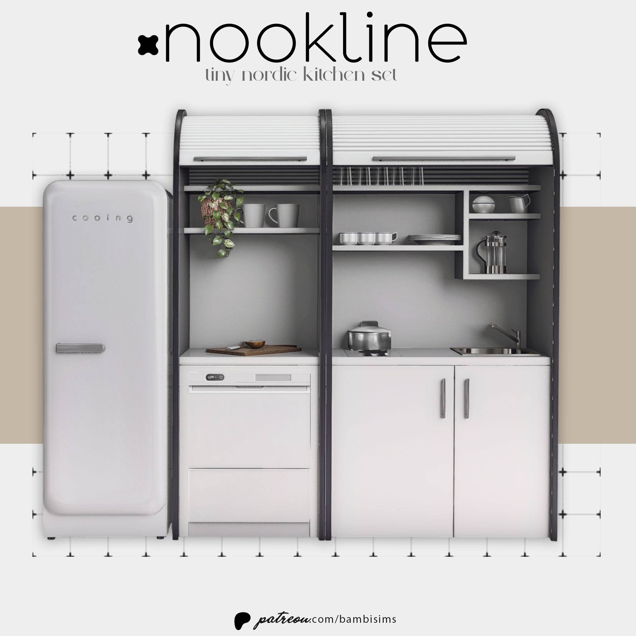 nookline tiny nordic kitchen для Симс 4. Скачать мод Картинка мода