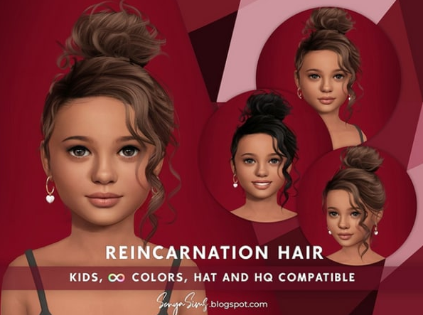 SonyaSims - Reincarnation Hair 190 для Симс 4. Скачать мод Картинка мода