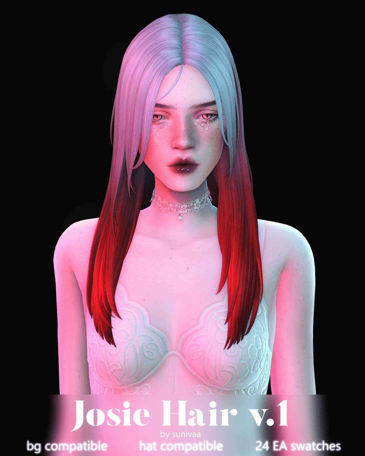 Sunivaa - Josie Hair для Симс 4. Скачать мод Картинка мода