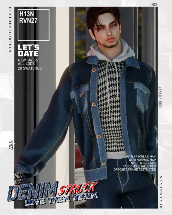 Unbuttoned Denim Jacket with Hoodie