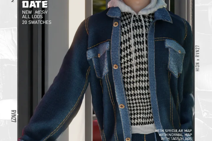 Unbuttoned Denim Jacket with Hoodie