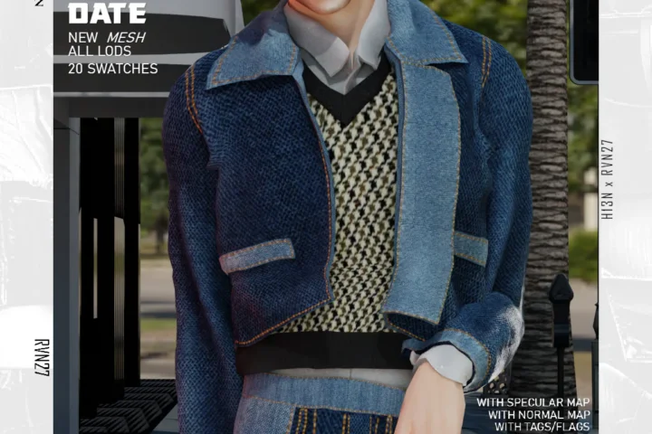Stylish Denim Jean Jacket with Vest and Suit