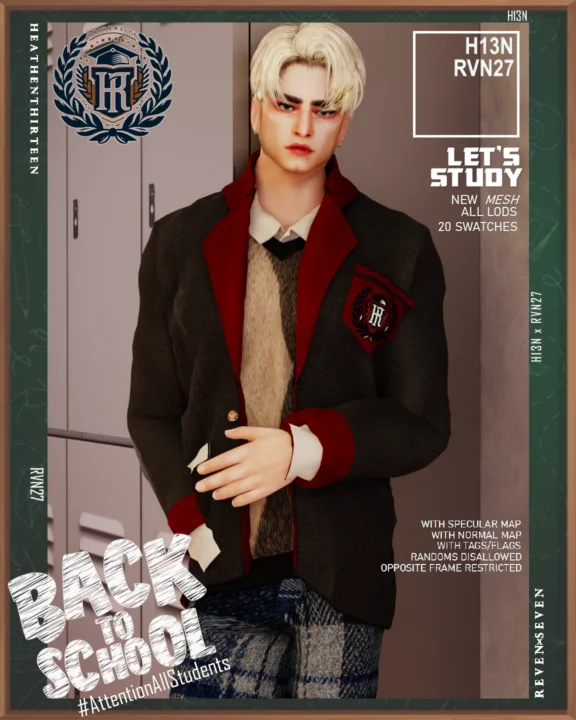 Men's Exclusive Long-sleeve Blazer Shirt with Vest Winter School Uniform