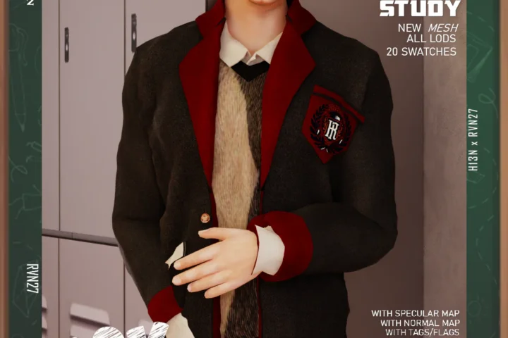 Men's Exclusive Long-sleeve Blazer Shirt with Vest Winter School Uniform