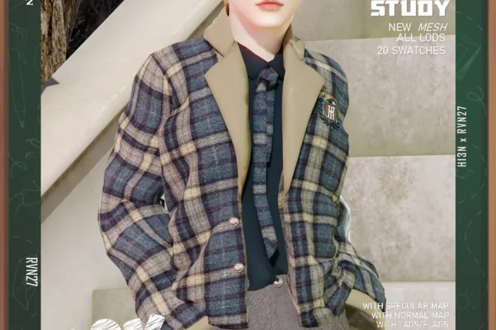 Child's Luxurious Long-sleeves Blazer Shirt with Necktie Winter School Uniform (Male)