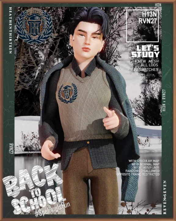 Child's Regal Vested Dress Shirt with Over the Shoulder Coat Winter School Uniform (Male)