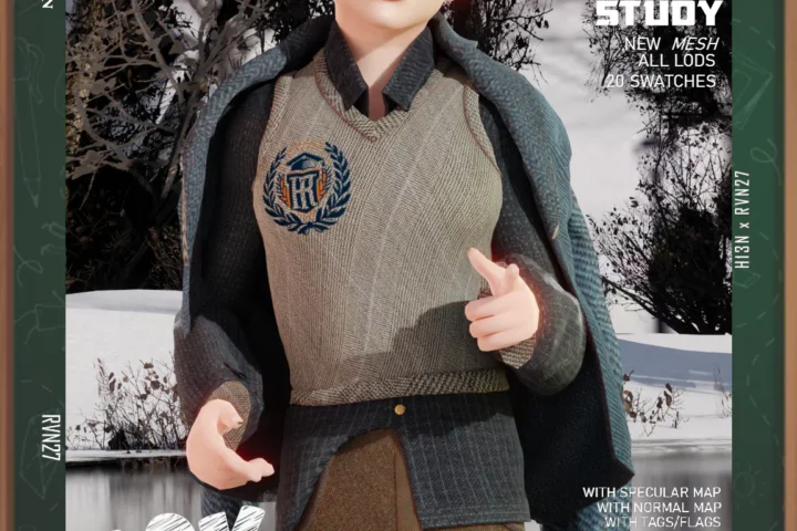 Child's Regal Vested Dress Shirt with Over the Shoulder Coat Winter School Uniform (Male)