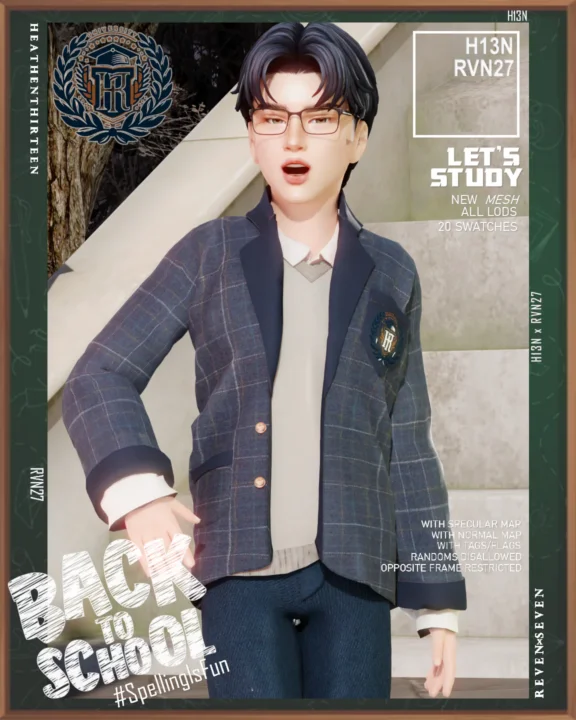 Child's Exclusive Long-sleeves Blazer Shirt with Vest Winter School Uniform (Male)