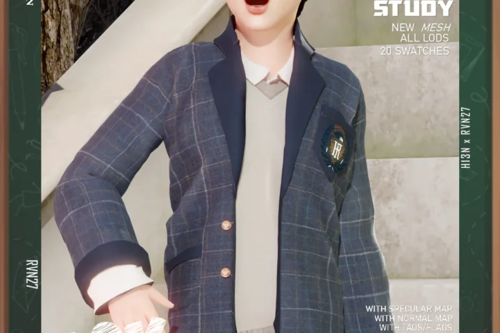 Child's Exclusive Long-sleeves Blazer Shirt with Vest Winter School Uniform (Male)
