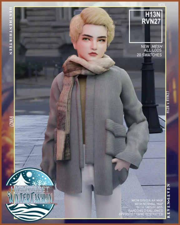 Child's Oversized Long Blouson Jacket with Fleece Scarf