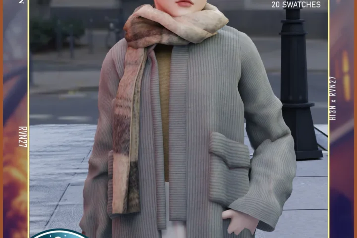 Child's Oversized Long Blouson Jacket with Fleece Scarf