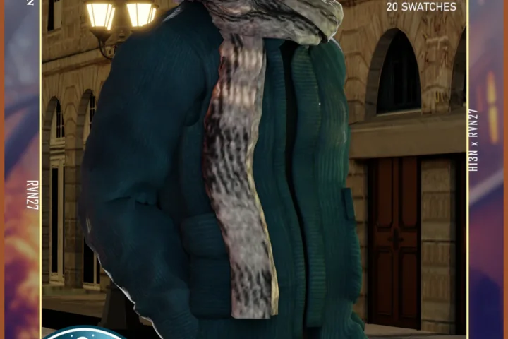 Men's Oversized Long Blouson Jacket with Fleece Scarf