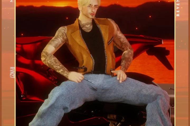 Baggy Fit Leather Denim Pants