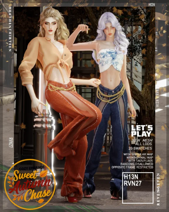 Chain Belt Stylish Sheer Front Baggy Pants