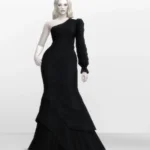 Hadria Asymmetrical Gown - Black Couture