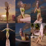 She surfs