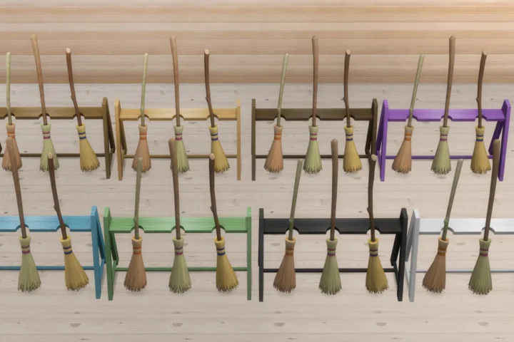 Witch's Broom Rack and Brooms