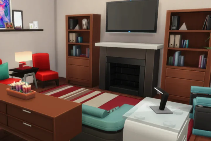 Base Game Modern House | Oasis Springs | Colorful Modern Home | No CC