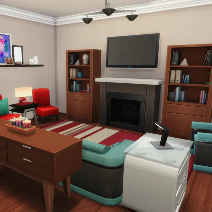 Base Game Modern House | Oasis Springs | Colorful Modern Home | No CC