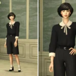 Princess Of...VII - Retro Shoulder Blouse & Chiffon Belted Pants Set