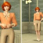 Princess Of...VII - Retro Shoulder Blouse & Chiffon Belted Pants Set