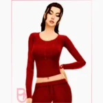 Woman Button-Up Top - Rose - Version 1