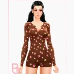 Woman Half-Button Romper - Rose - Version 2