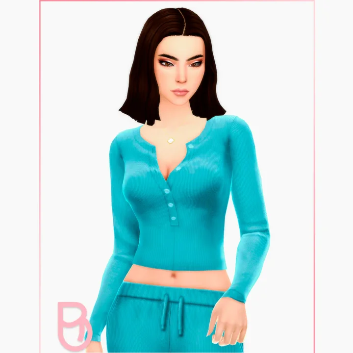 Woman Half-Button Top - Rose - Version 1