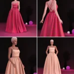 Black Rosé - Cross Back Gown & Hair Acc Set