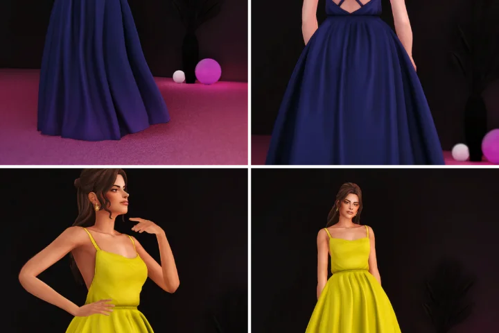 Black Rosé - Cross Back Gown & Hair Acc Set