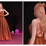 Black Rosé - Cross Back Gown & Hair Acc Set