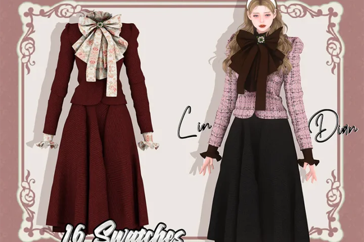 LIN-DIAN Vintage Dress And Bow