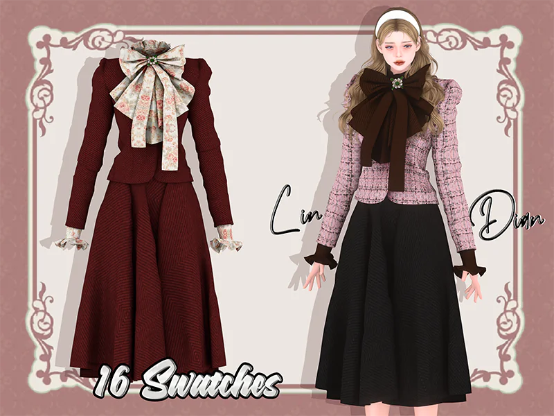 LIN-DIAN Vintage Dress And Bow