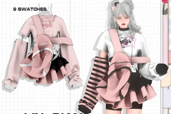 LIN-DIAN Long-sleeve T and skirt