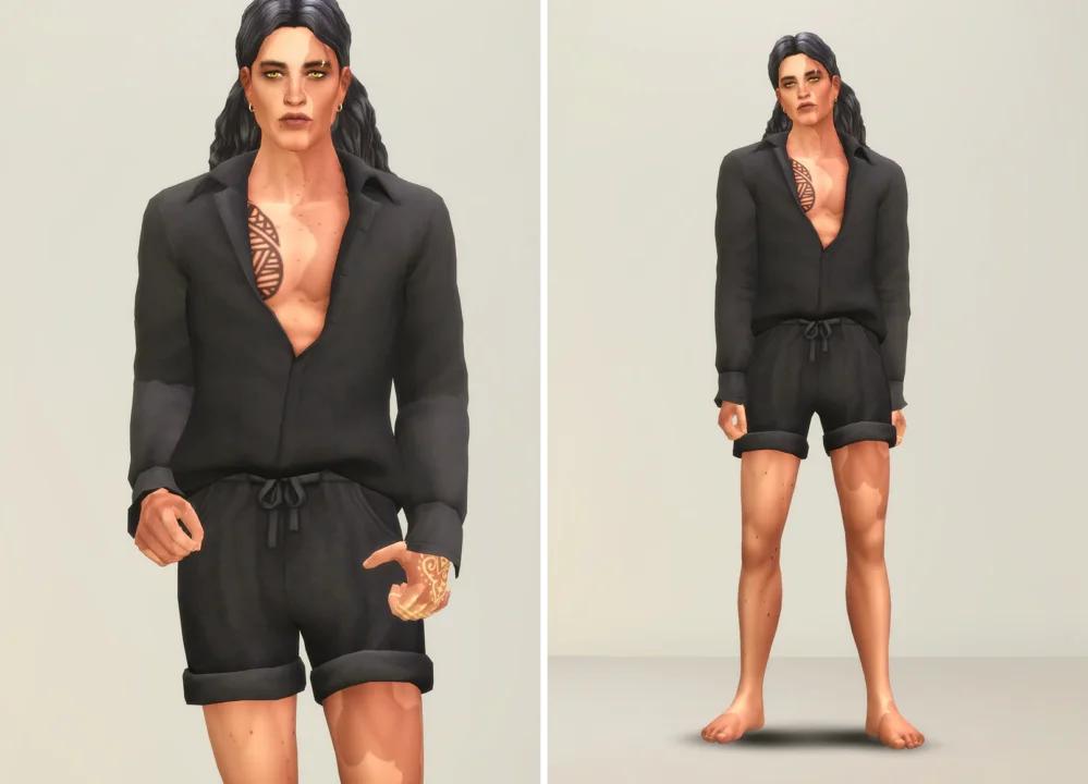 Mellow II - Long Sleeves Shirt & Shorter Pants for M