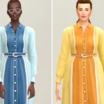 Color Block Dress & Shirt Set