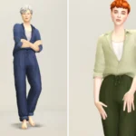 Mellow I - Rolled-Up Sleeves Shirt & Long Pants for F