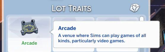 Arcade Lot Trait for Bar Lots