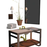 Sims 4 Bathroom CC Furniture (Functional CC): Sink Table / Mirror / Lamp / Towels Planter